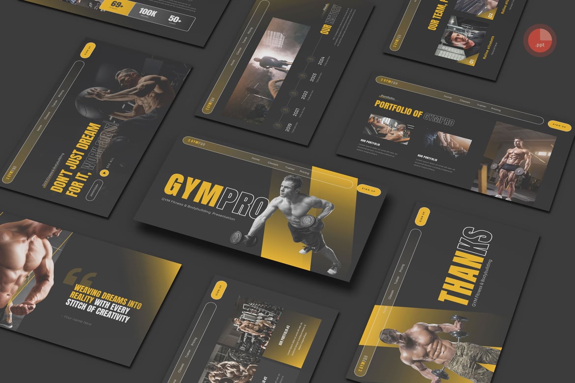 Gympro - Template PowerPoint untuk Kebugaran dan Bodybuilding