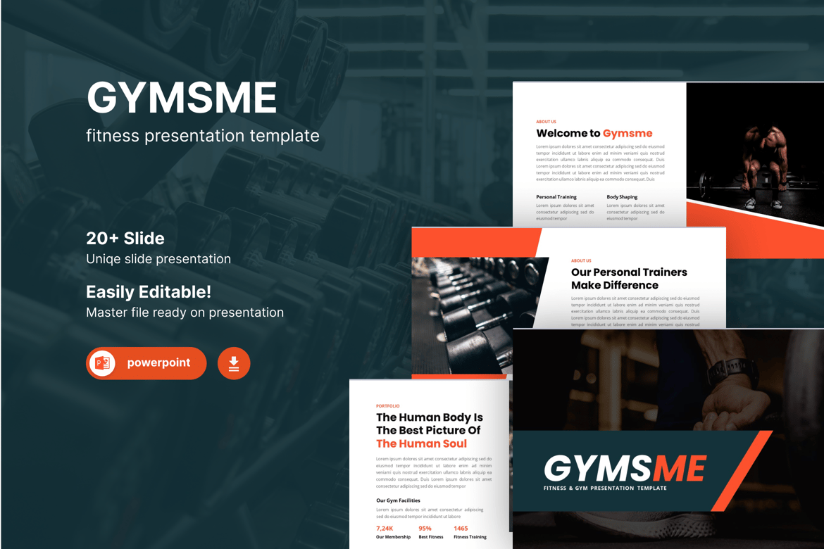 Template Presentasi Powerpoint Gymsme untuk Kebugaran dan Olahraga