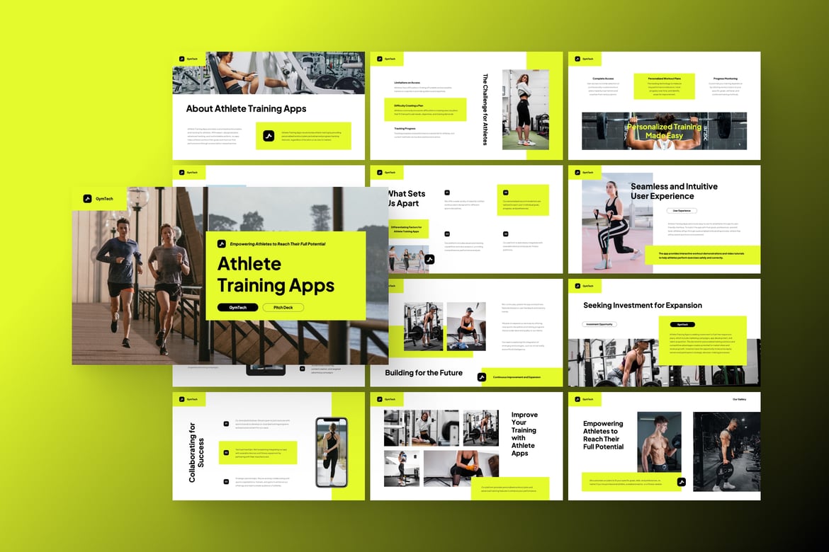 Template Presentasi PowerPoint GymTech untuk Fitness yang Menarik