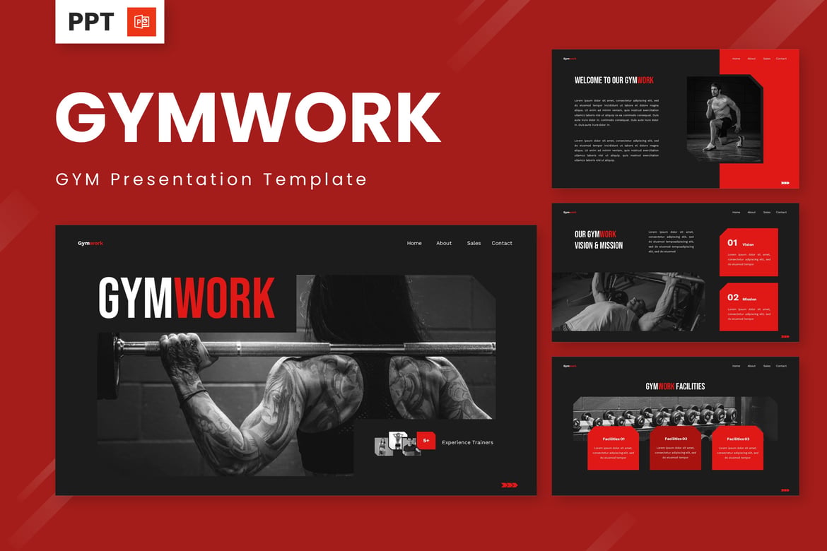 Template Presentasi Gymwork - Powerpoint untuk Fitness dan Kesehatan