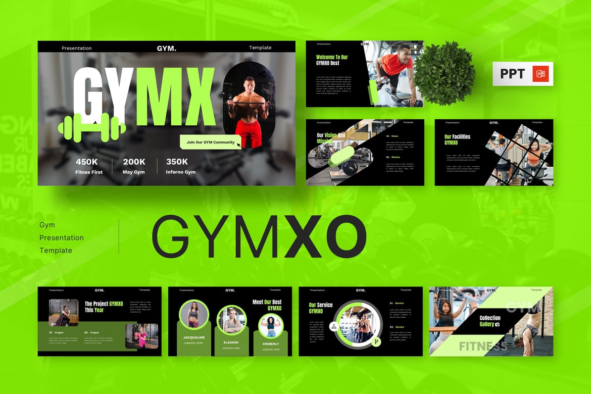 Template PowerPoint Gymxo - Solusi Presentasi Kesehatan dan Kebugaran Anda