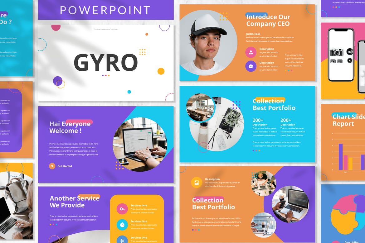 Template Powerpoint Kreatif Gyro untuk Presentasi yang Menarik