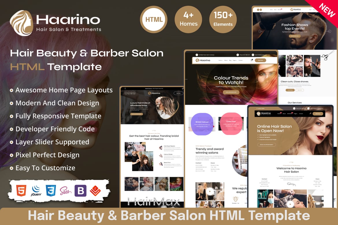 Haarino - Template Website Salon Kecantikan dan Makeup yang Elegan