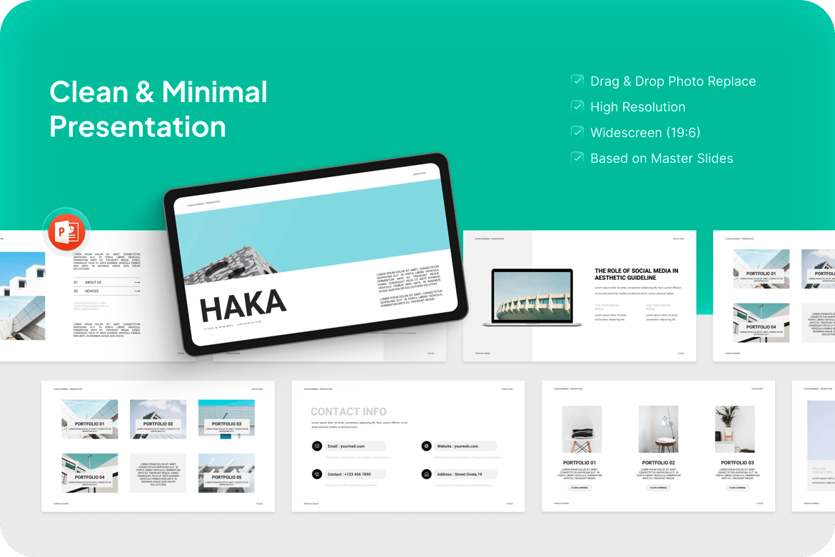 Haca - Template PowerPoint Presentasi Bersih dan Minimalis