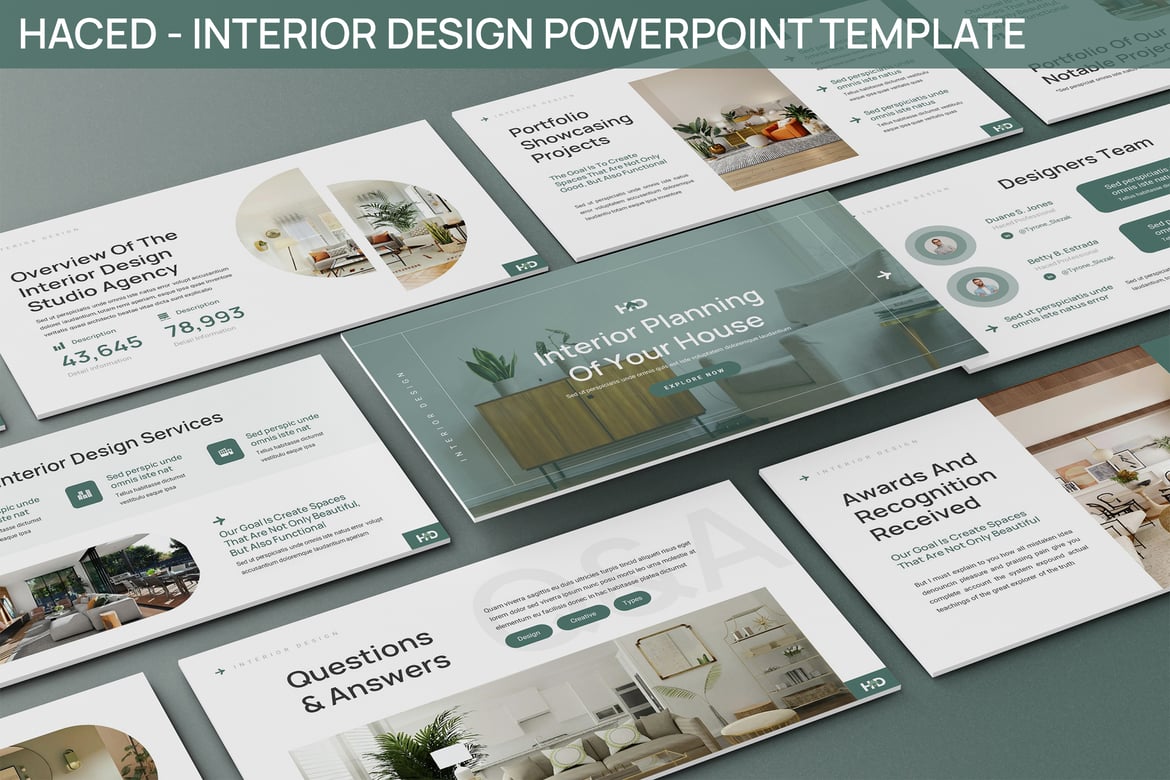 Template PowerPoint Desain Interior Haced yang Menawan