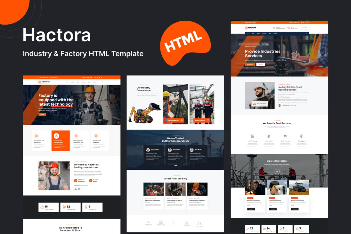 Hactora - Template Website untuk Industri dan Pabrik yang Modern