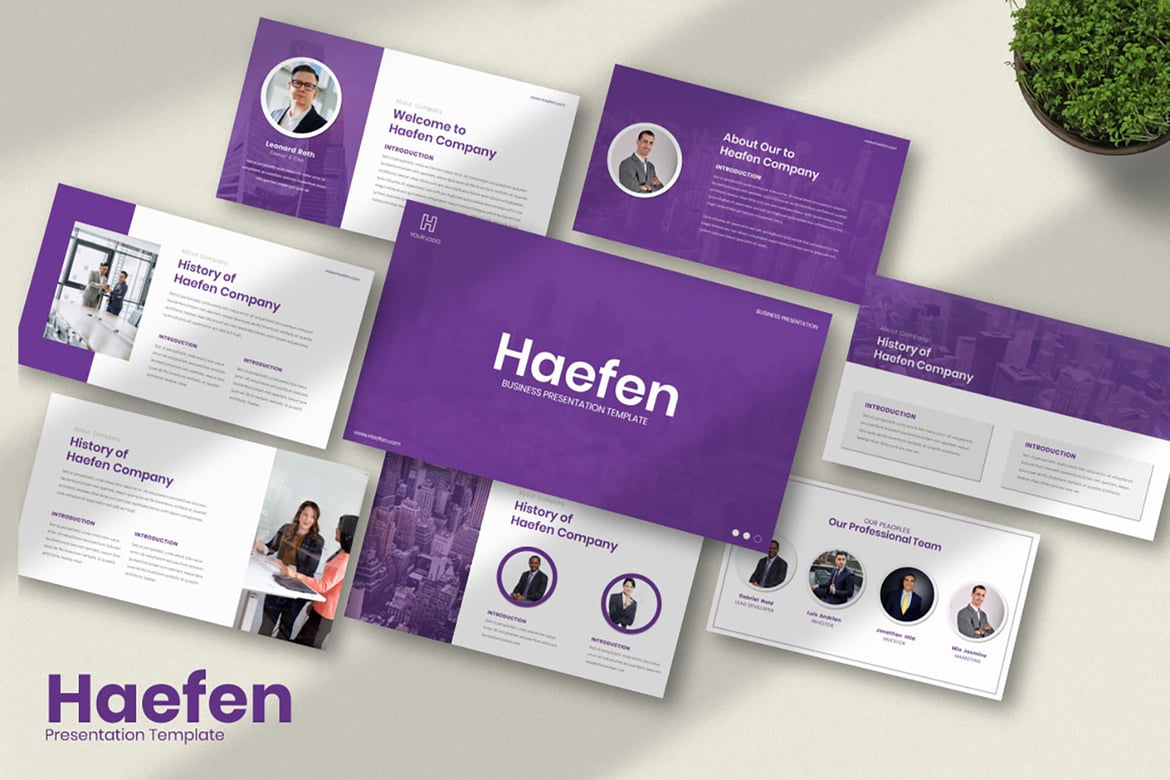 Template PowerPoint Bisnis Haefen yang Modern dan Profesional