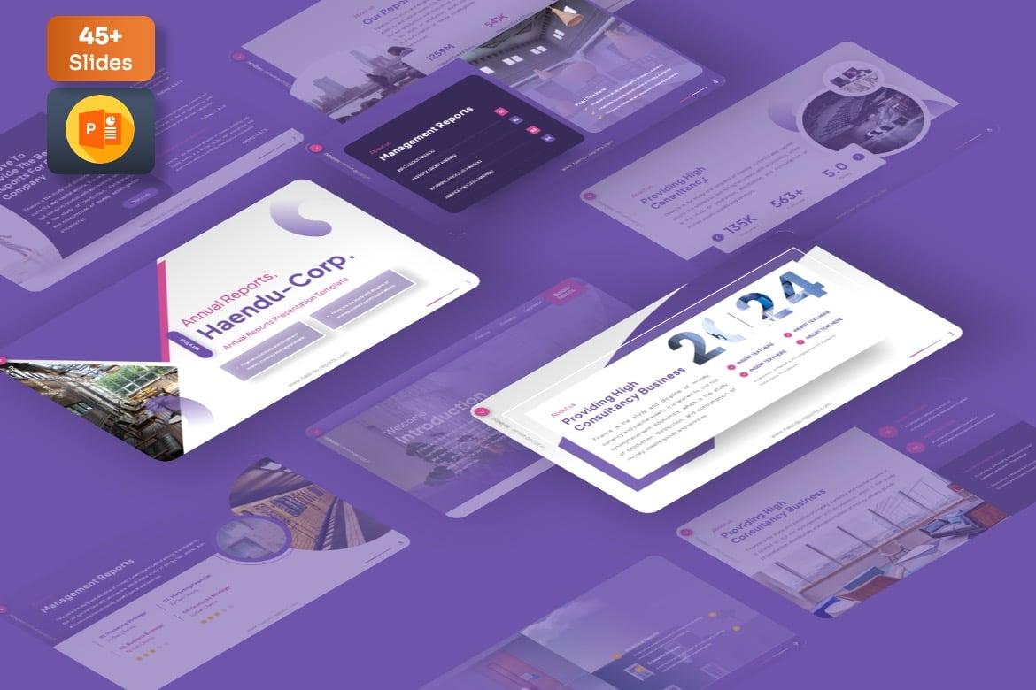 Template PowerPoint Laporan Tahunan Haendu yang Menarik dan Profesional