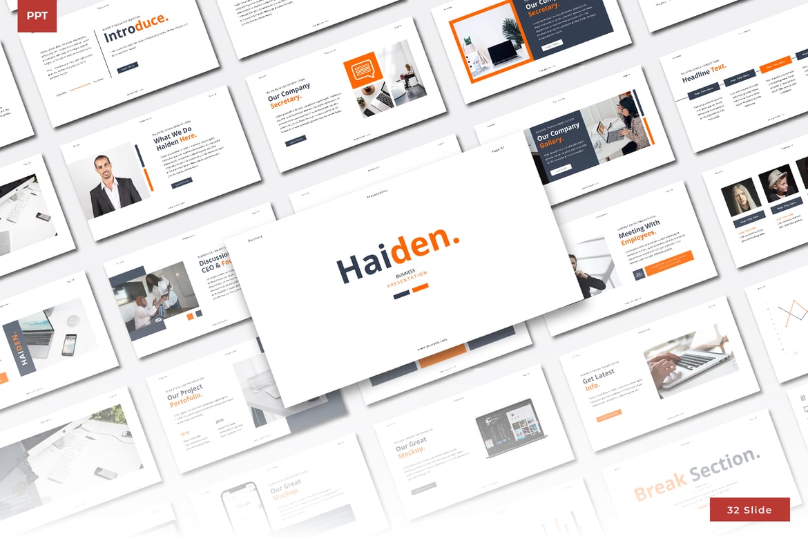 Template Presentasi PowerPoint Bisnis Haiden yang Menarik