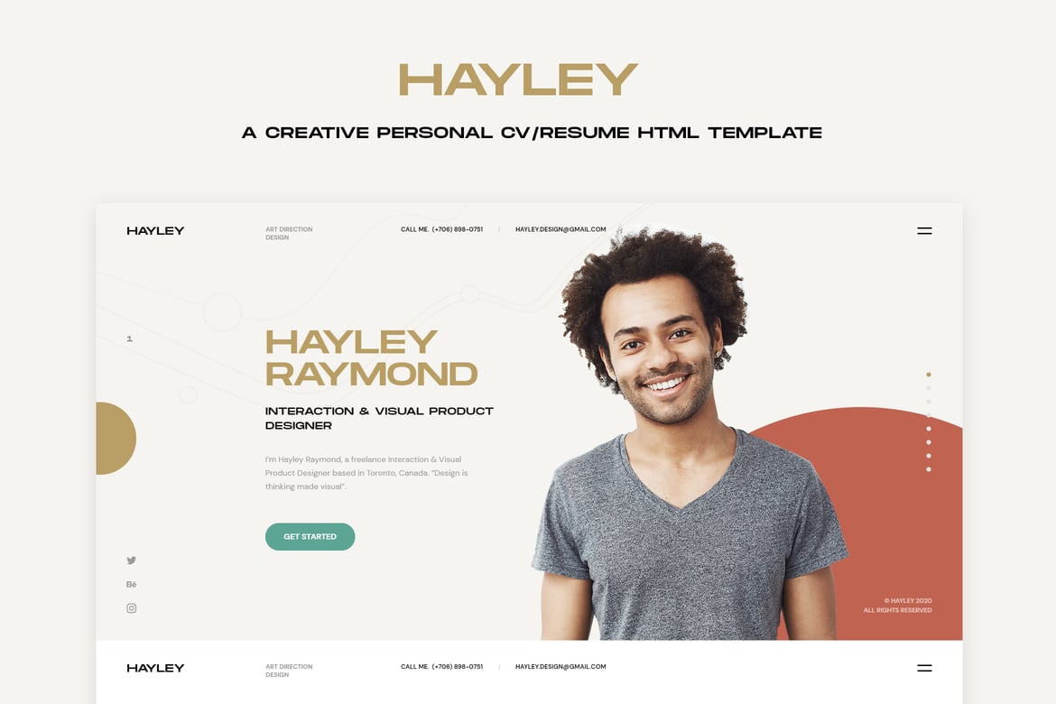 HAILEY - Template Website CV/Resume Pribadi yang Kreatif dan Modern