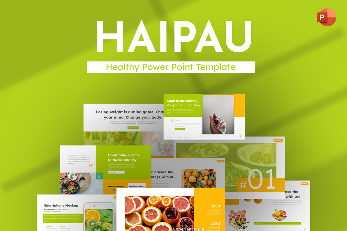 Template Presentasi PowerPoint Sehat Haipau yang Modern dan Menarik