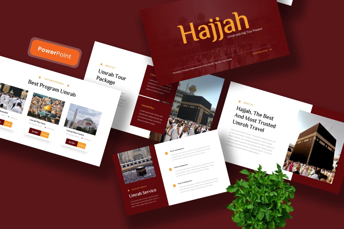 Template PowerPoint Hajjah untuk Umrah & Haji yang Menarik dan Mudah Digunakan