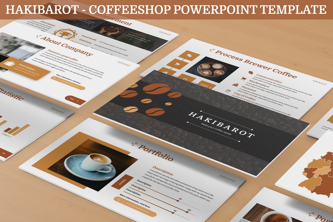 Template Presentasi Powerpoint Hakibarot untuk Coffeeshop yang Stylish