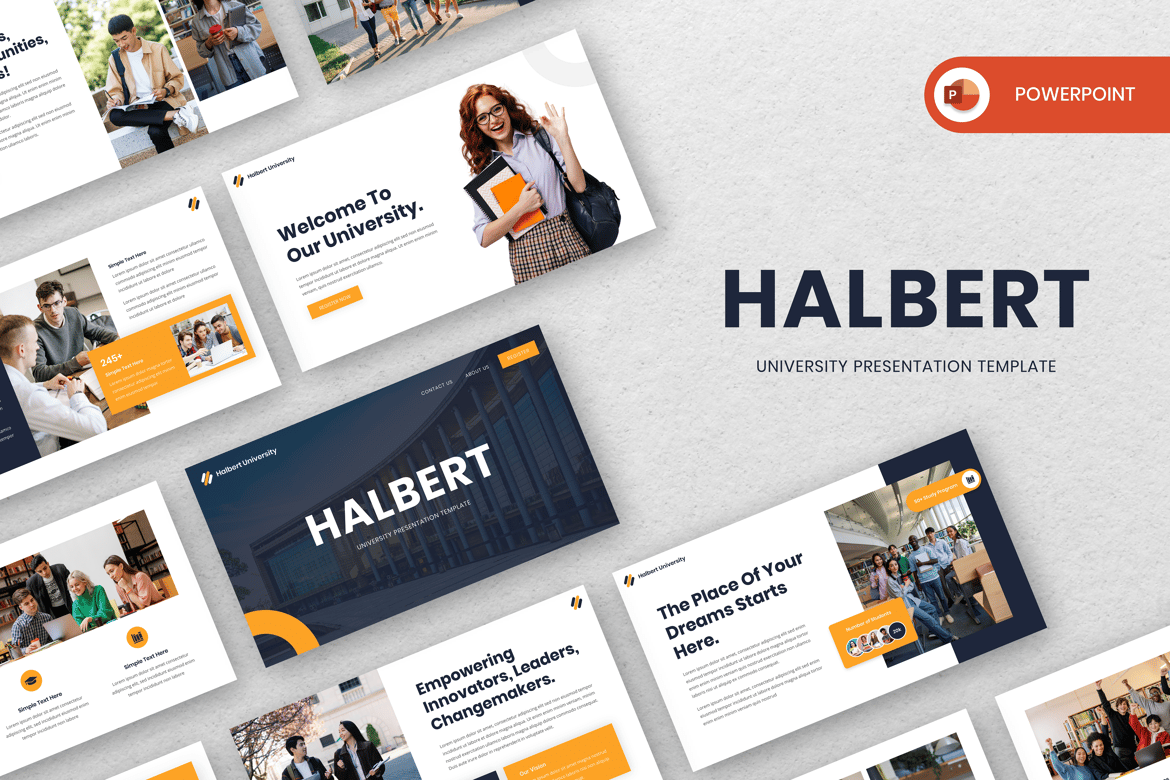 Template PowerPoint Universitas Halbert yang Menarik dan Profesional