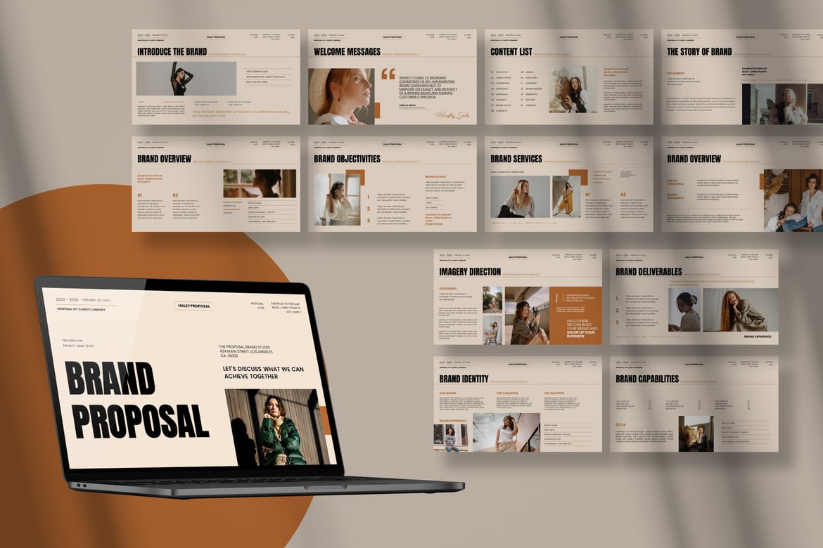 Template Powerpoint Proposal Brand Haley - Desain Minimalis untuk Bisnis Anda