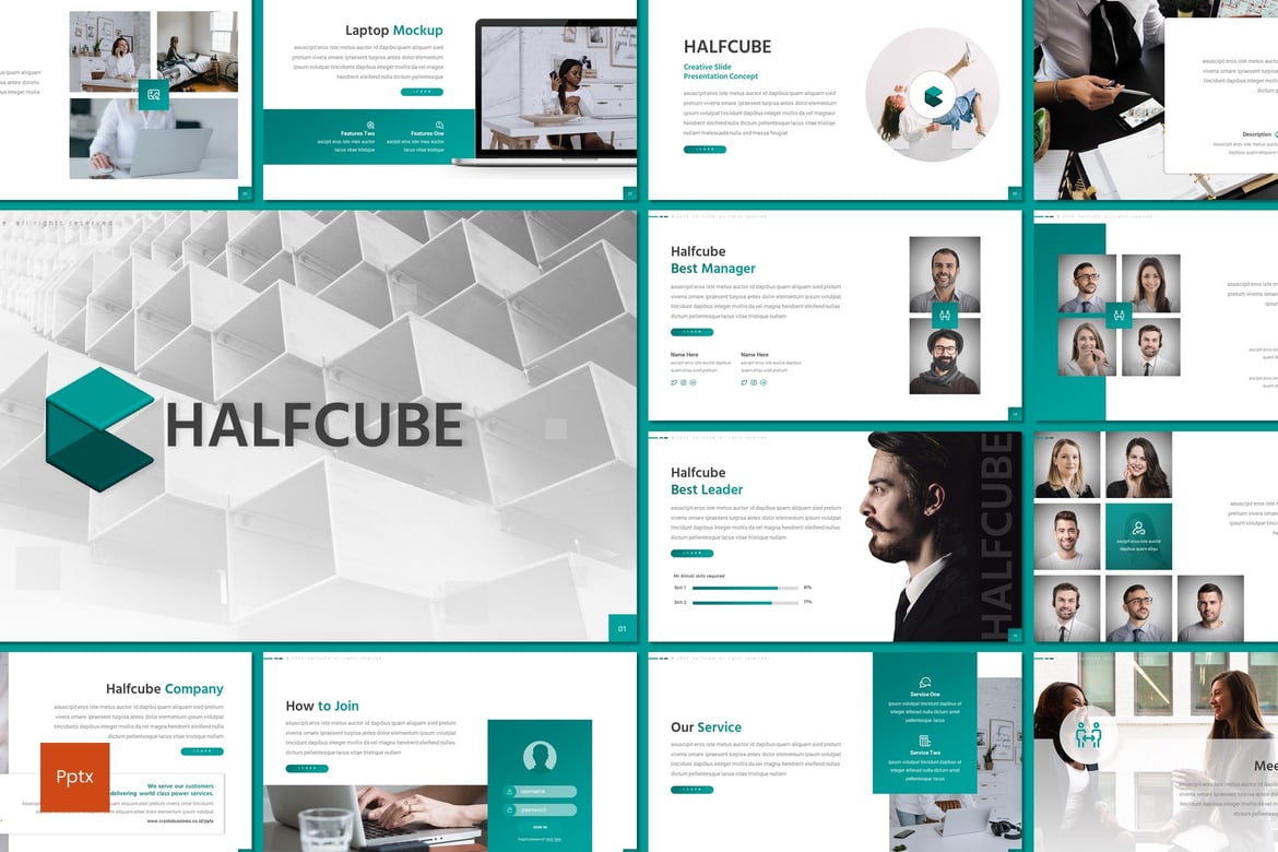Template Presentasi PowerPoint Halfcube: Solusi Kreatif untuk Bisnis Anda