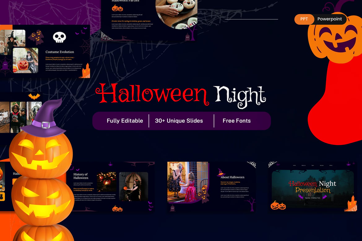 Template PowerPoint Pesta Malam Halloween yang Menarik