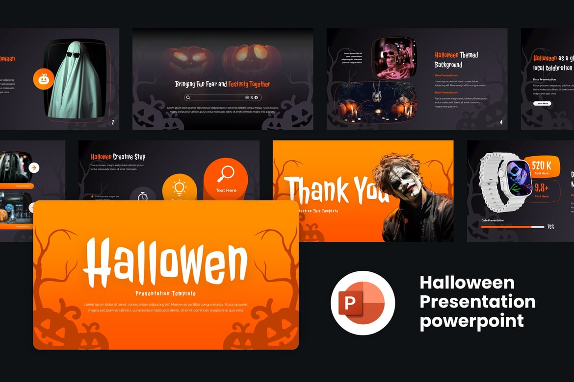 Template PowerPoint Halloween Kreatif untuk Presentasi Menarik