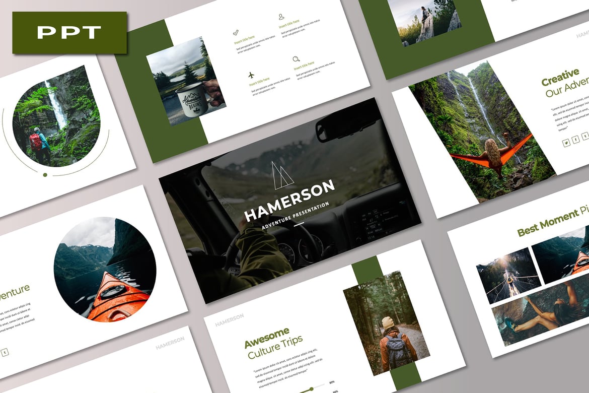 Template Presentasi PowerPoint Petualangan Hamerson yang Menarik