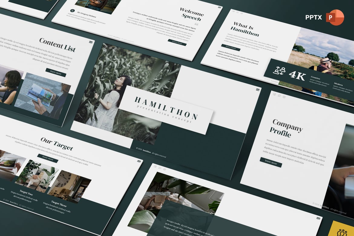 Template Presentasi PowerPoint Hamilthon - Desain Lookbook Menarik