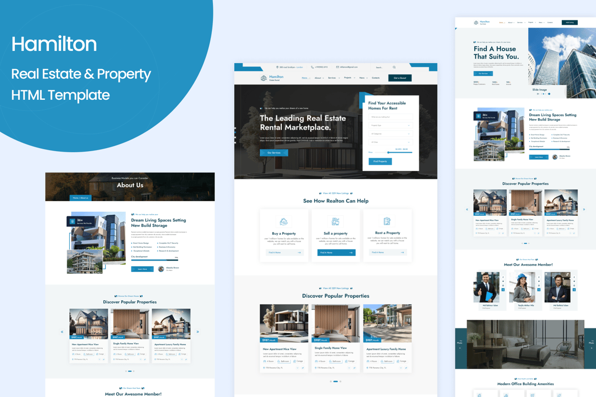 Template Website Real Estate & Properti Hamilton yang Modern dan Responsif