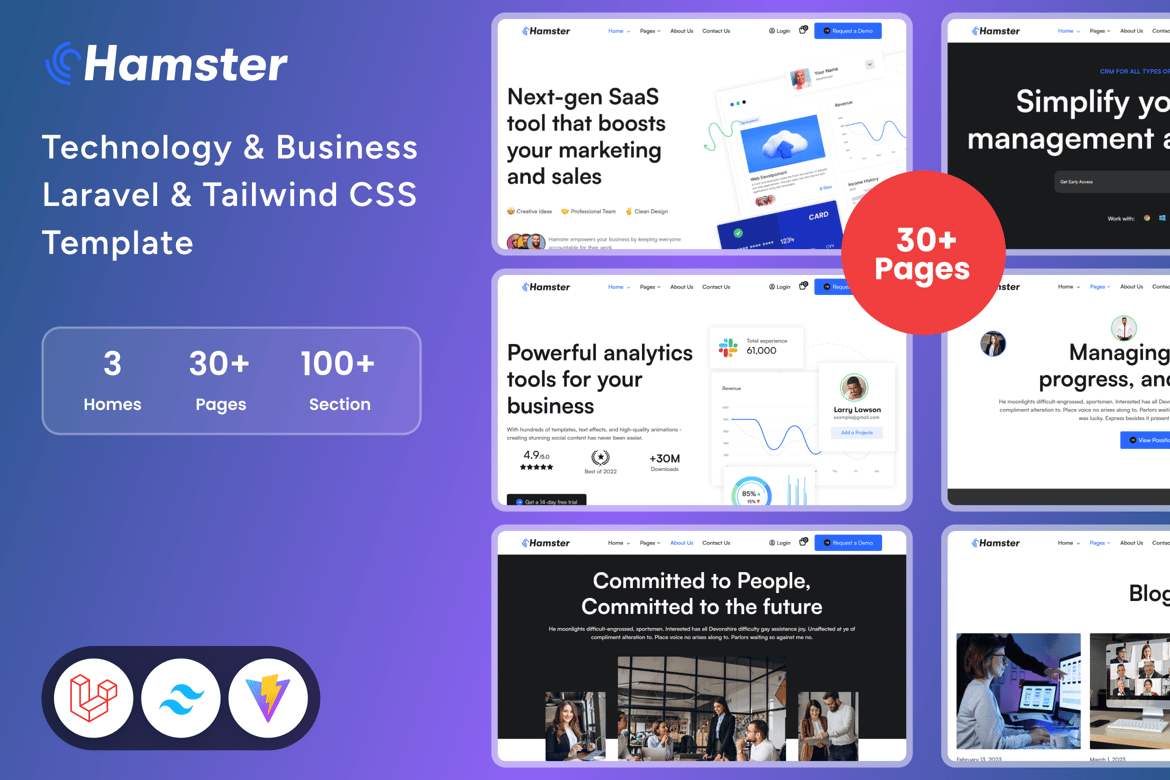 Template Website SaaS Modern - Hamster untuk Laravel & Tailwind CSS