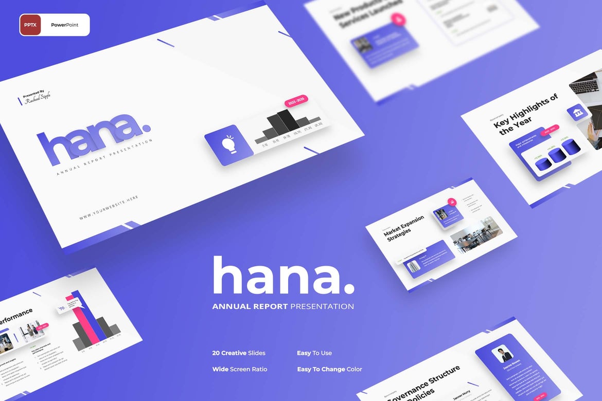 Template Presentasi Laporan Tahunan Hana yang Menarik dan Profesional