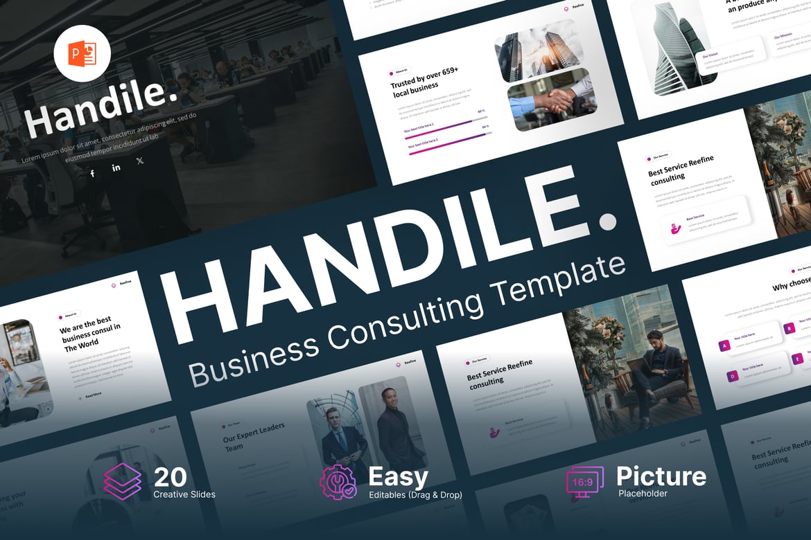 Handile – Template Presentasi Powerpoint untuk Konsultan Bisnis