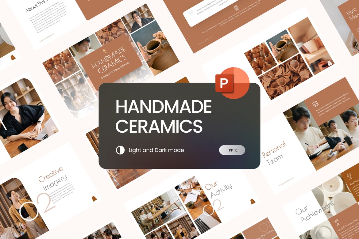Template Presentasi PowerPoint Keramik Handmade yang Menarik