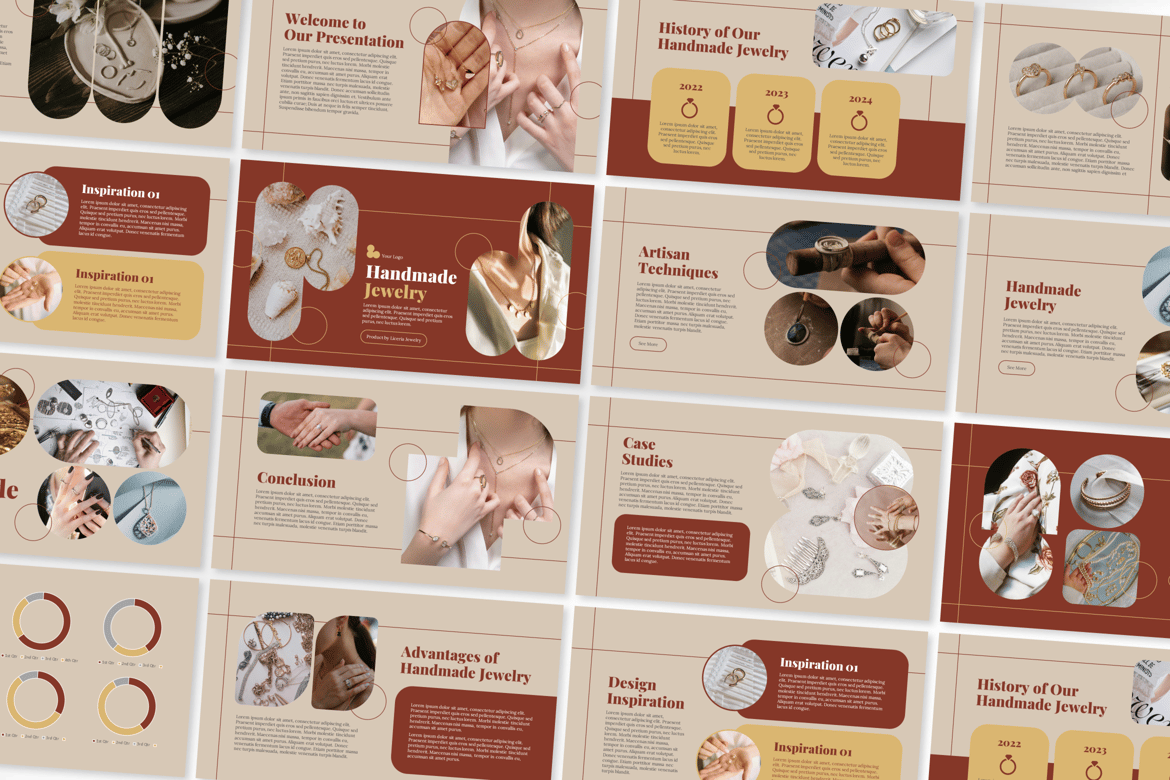 Template Presentasi Powerpoint Perhiasan Handmade yang Elegan