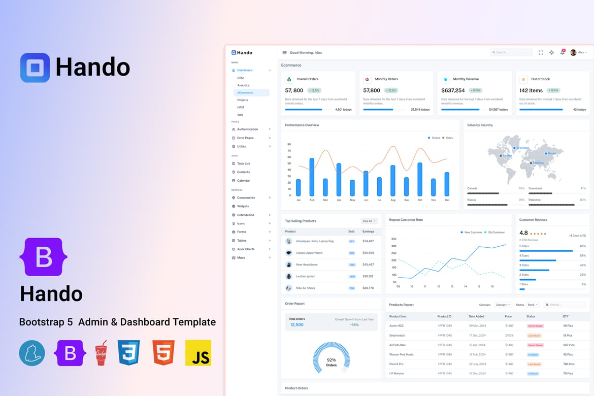 Hando - Template Website Admin & Dashboard Premium berbasis Bootstrap 5