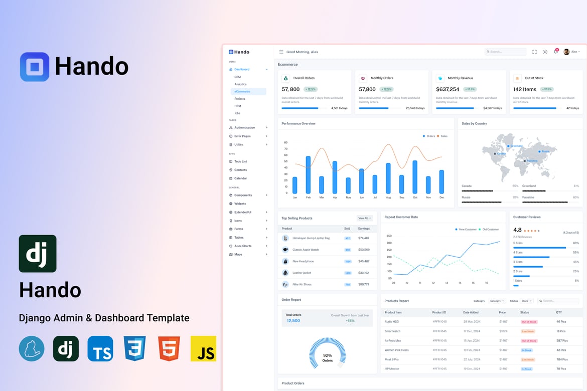 Hando - Template Admin & Dashboard Django Premium