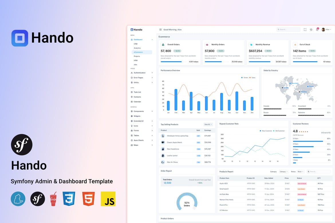 Hando - Template Admin dan Dashboard Symfony yang Modern