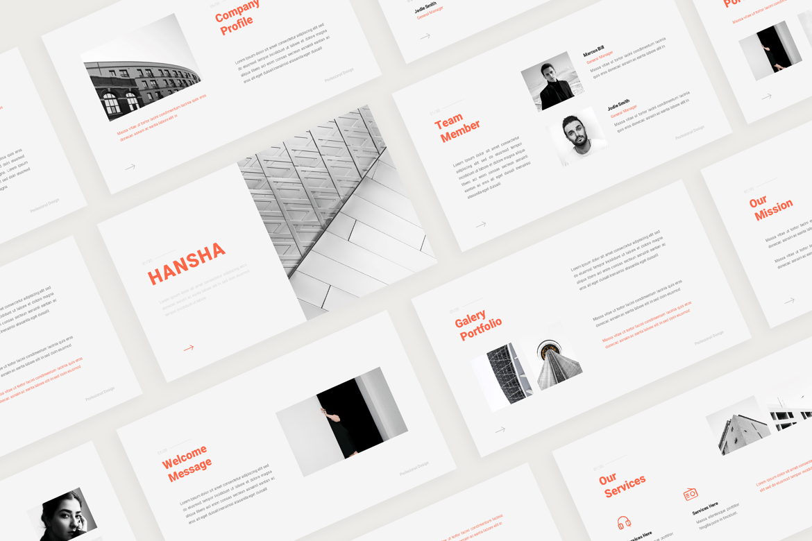 Hansha - Template PowerPoint Minimalis untuk Presentasi Kreatif