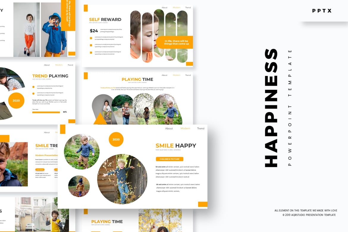 Template PowerPoint Kebahagiaan yang Menarik dan Serbaguna
