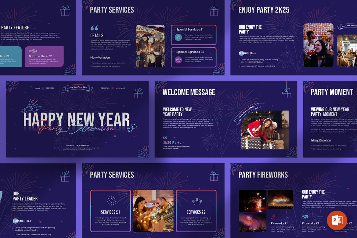 Template PowerPoint Selamat Tahun Baru yang Menarik