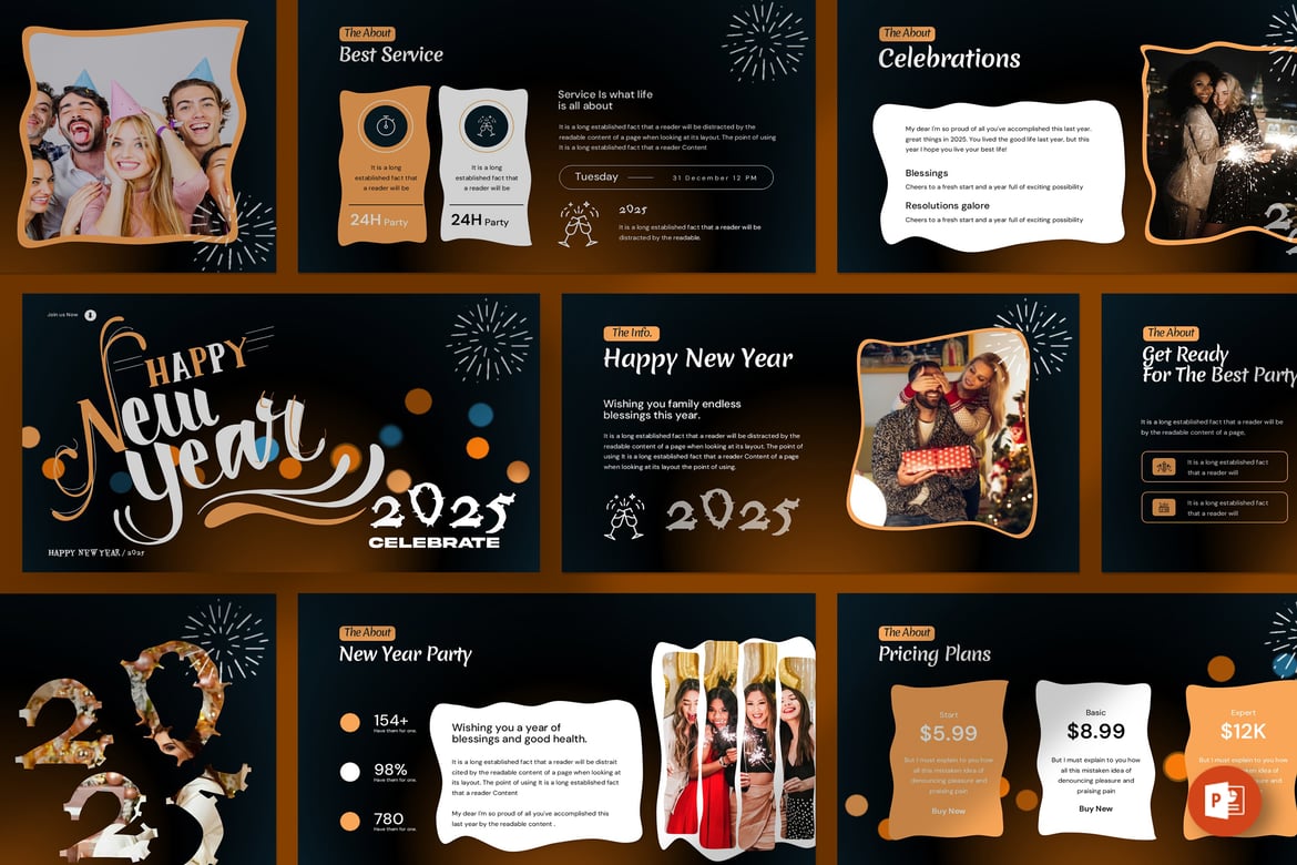 Template PowerPoint Selamat Tahun Baru yang Menarik