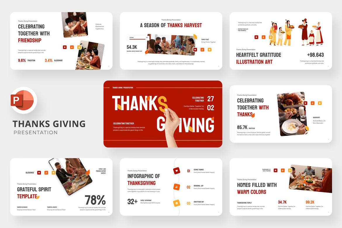 Template PowerPoint Perayaan Hari Bersyukur yang Ceria