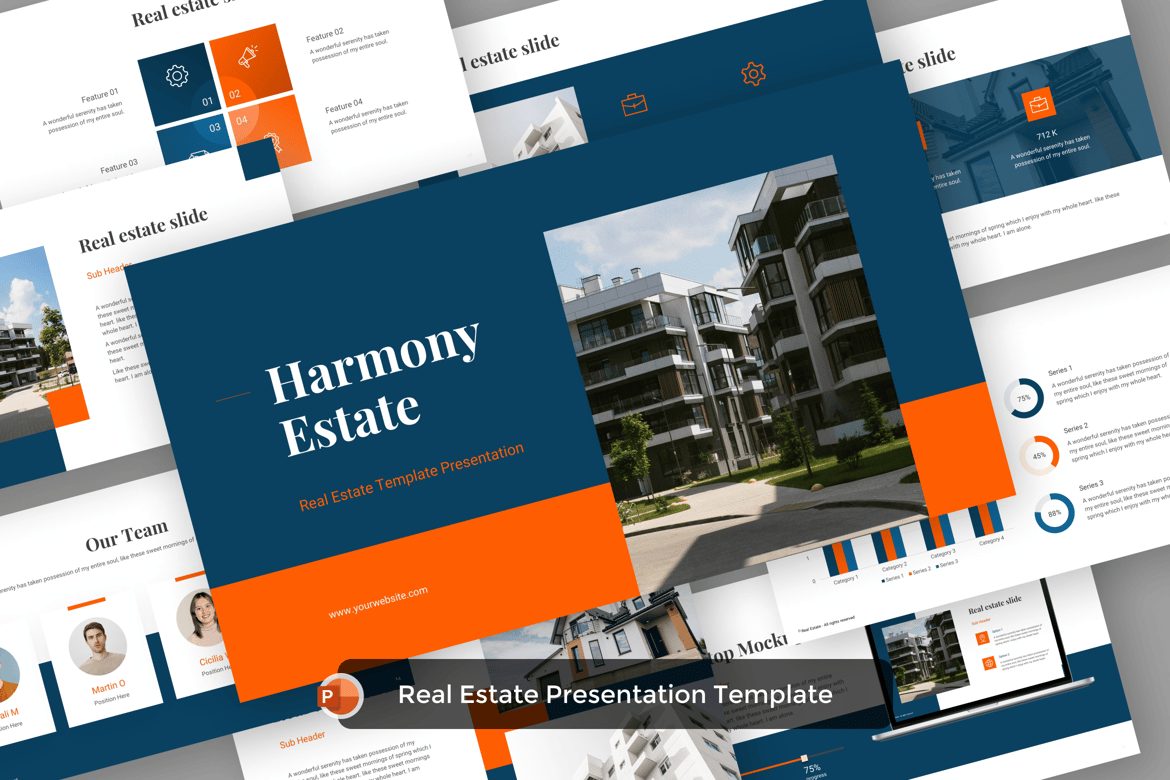 Template Presentasi Powerpoint Harmony Estate yang Elegan