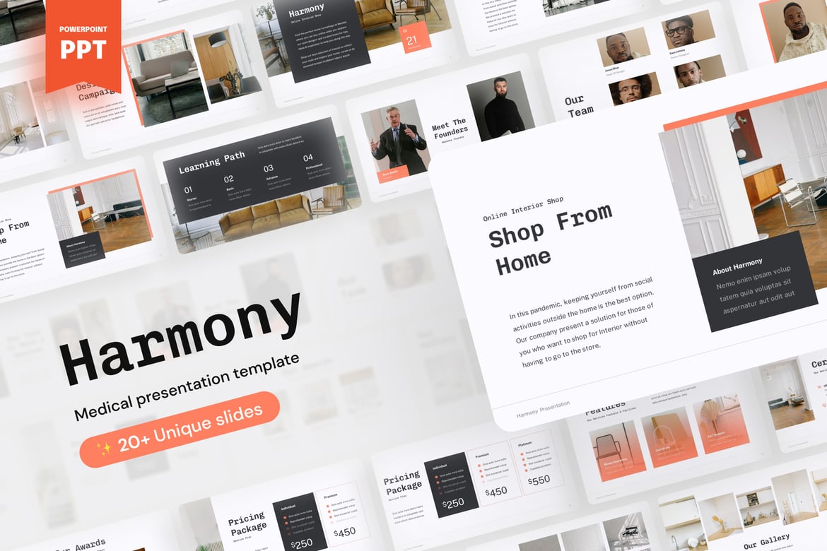 Template Presentasi PowerPoint Harmony untuk Desain Interior