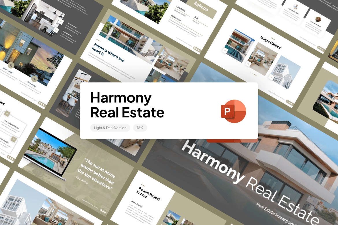 Template PowerPoint Real Estate Harmony yang Menarik