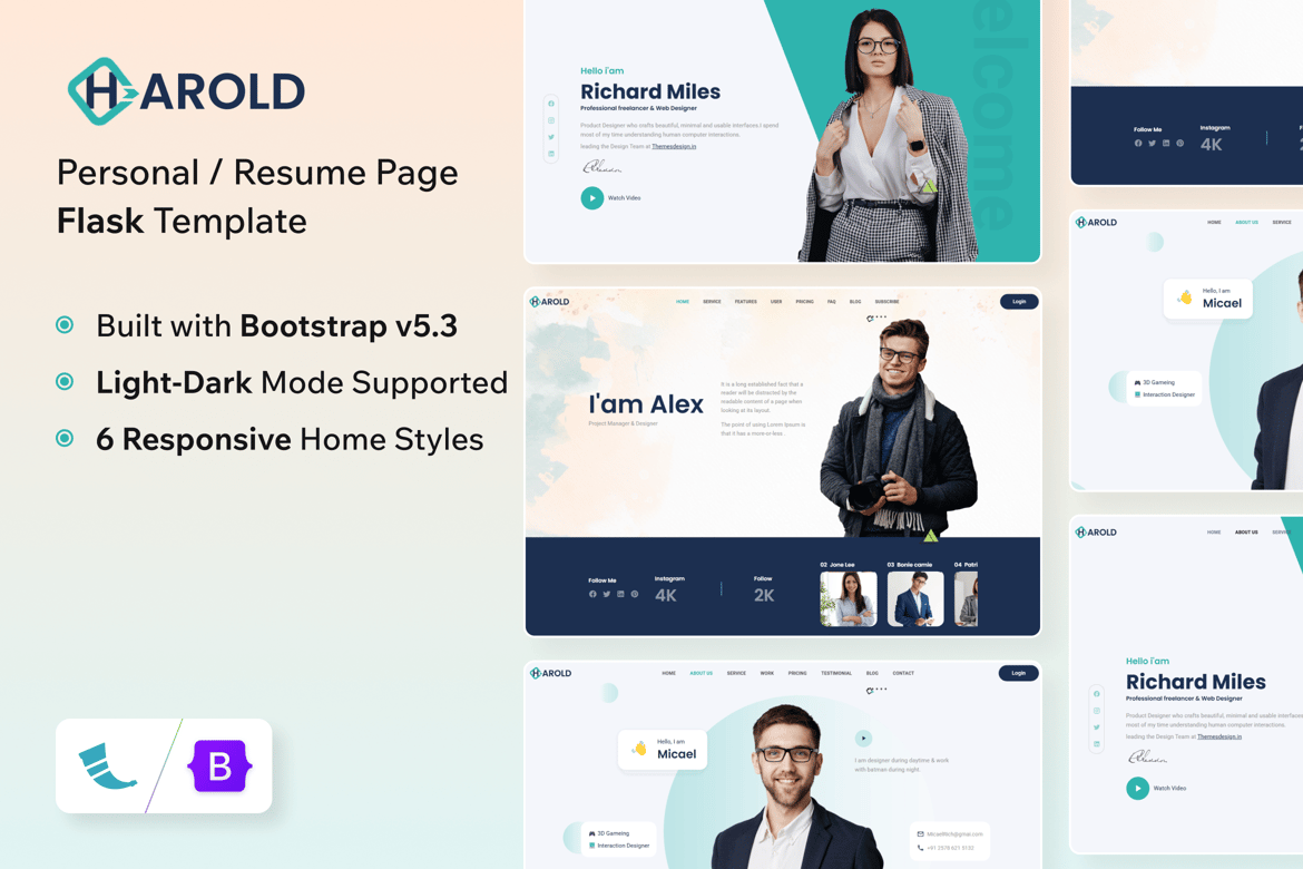 Harold - Template Website Portofolio Pribadi yang Menarik