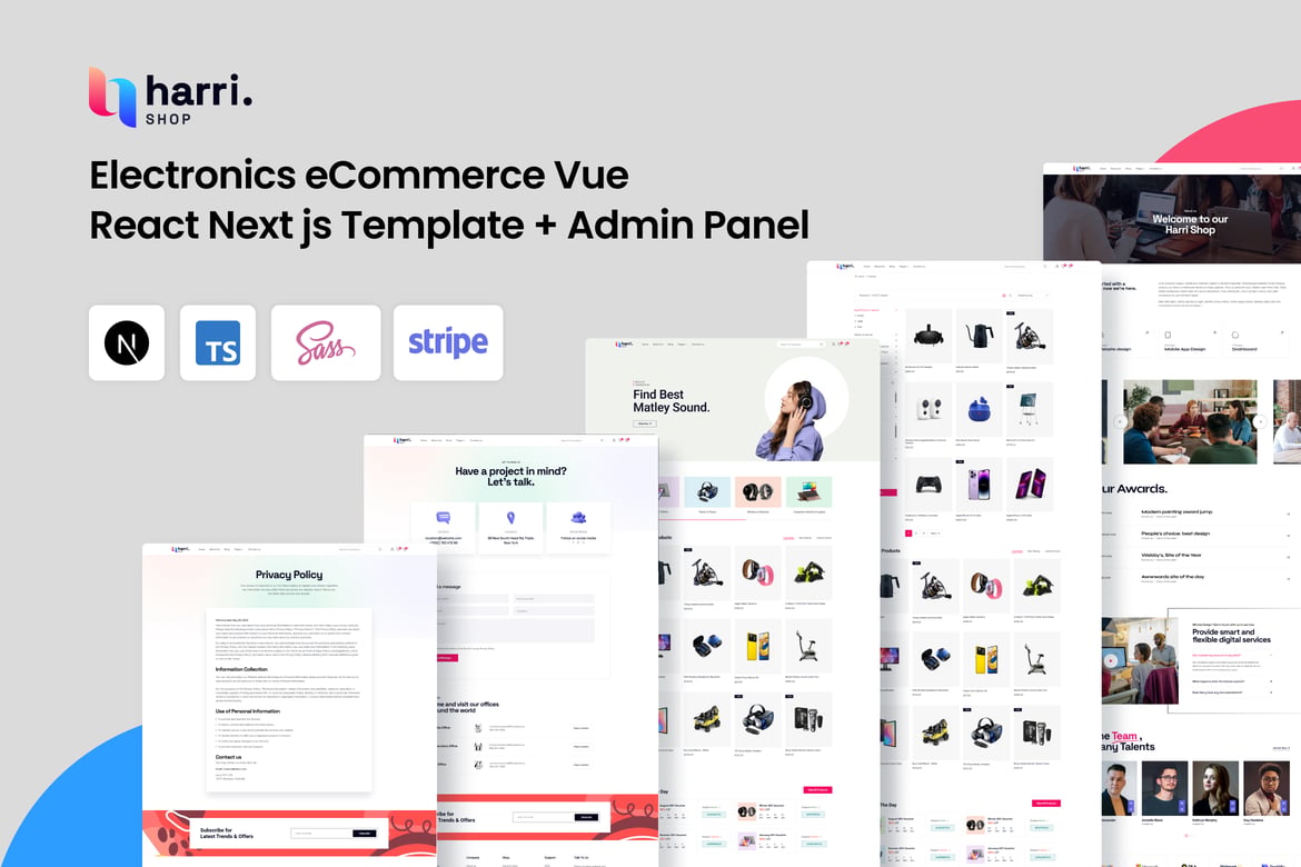 Harri - Template Website eCommerce React Next.js dengan Panel Admin