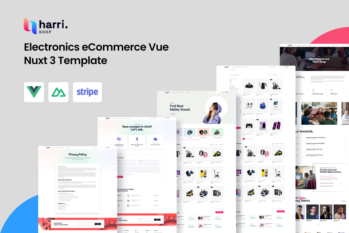 Harri – Template Website eCommerce Elektronik dengan Vue Nuxt 3 yang Modern dan Responsif