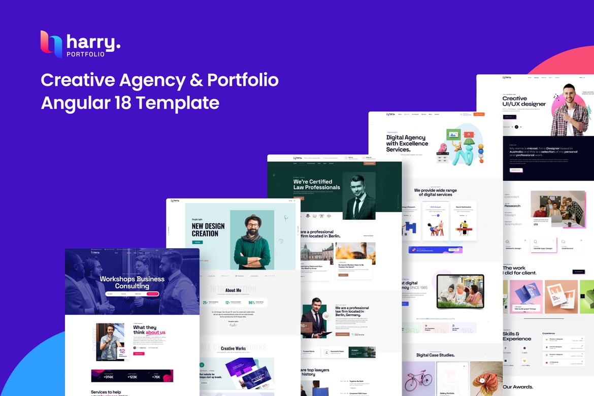 Harry - Template Website Agensi Kreatif Angular 18 yang Modern