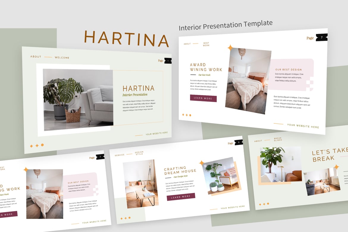 Template Presentasi PowerPoint Hartina untuk Desain Interiormu