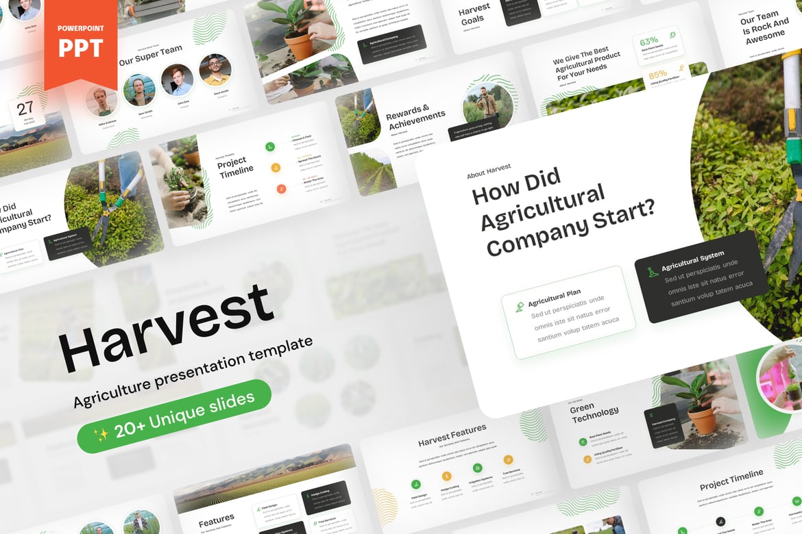 Template Presentasi PowerPoint Pertanian: Harvest yang Menarik