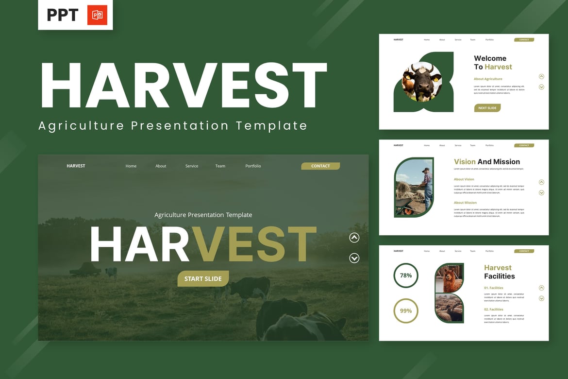 Template Presentasi Pertanian - Harvest Powerpoint yang Menarik