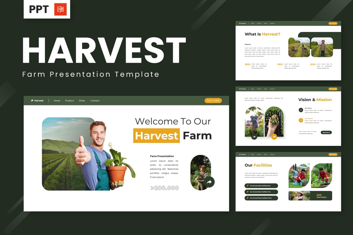 Template Presentasi Powerpoint Pertanian Harvest yang Menarik
