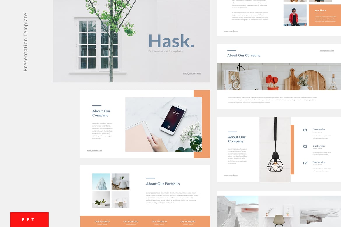 Template Presentasi PowerPoint Hask untuk Korporat yang Menarik